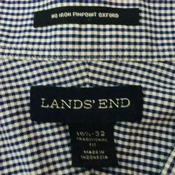 Lands End Shirt No Iron Pinpoint Oxford - Picture 9 of 9